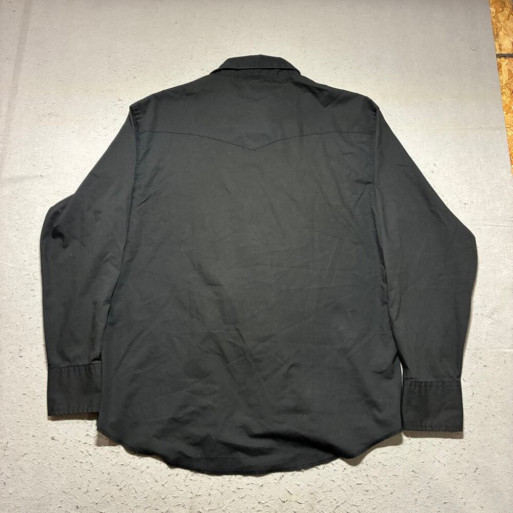 Vintage Wrangler Western Shirt Mens XL All Black Pearl Snaps Cowboy Rodeo - Picture 7 of 8